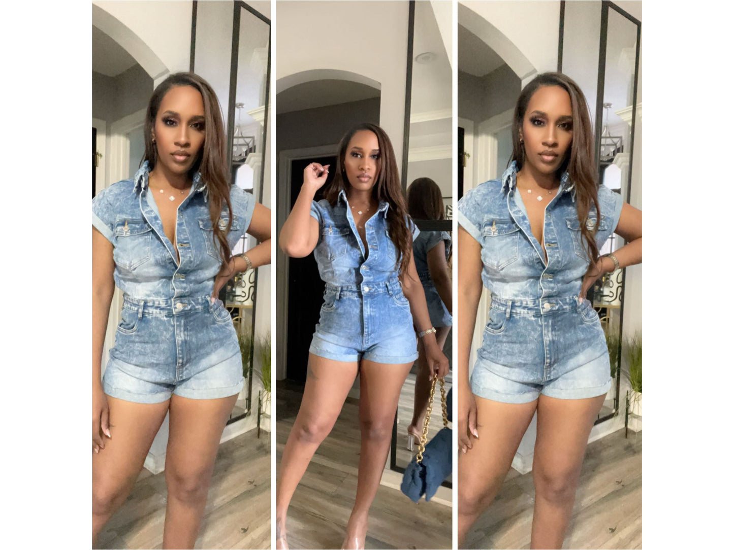 Button up Denim Romper