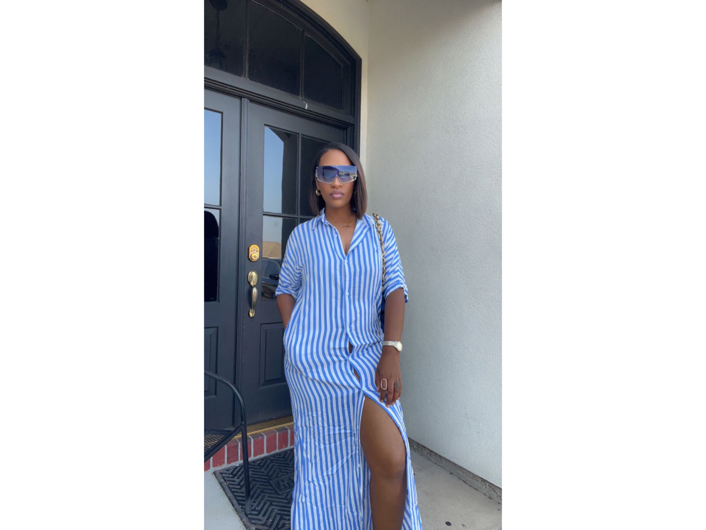Stripe button down Blue