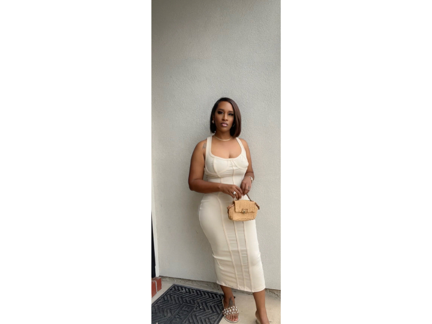 Cream Bodied Midi Dress