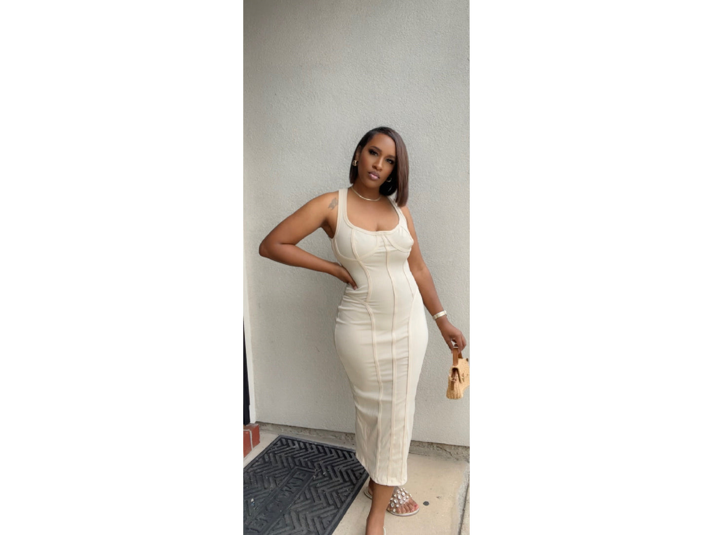 Cream Bodied Midi Dress
