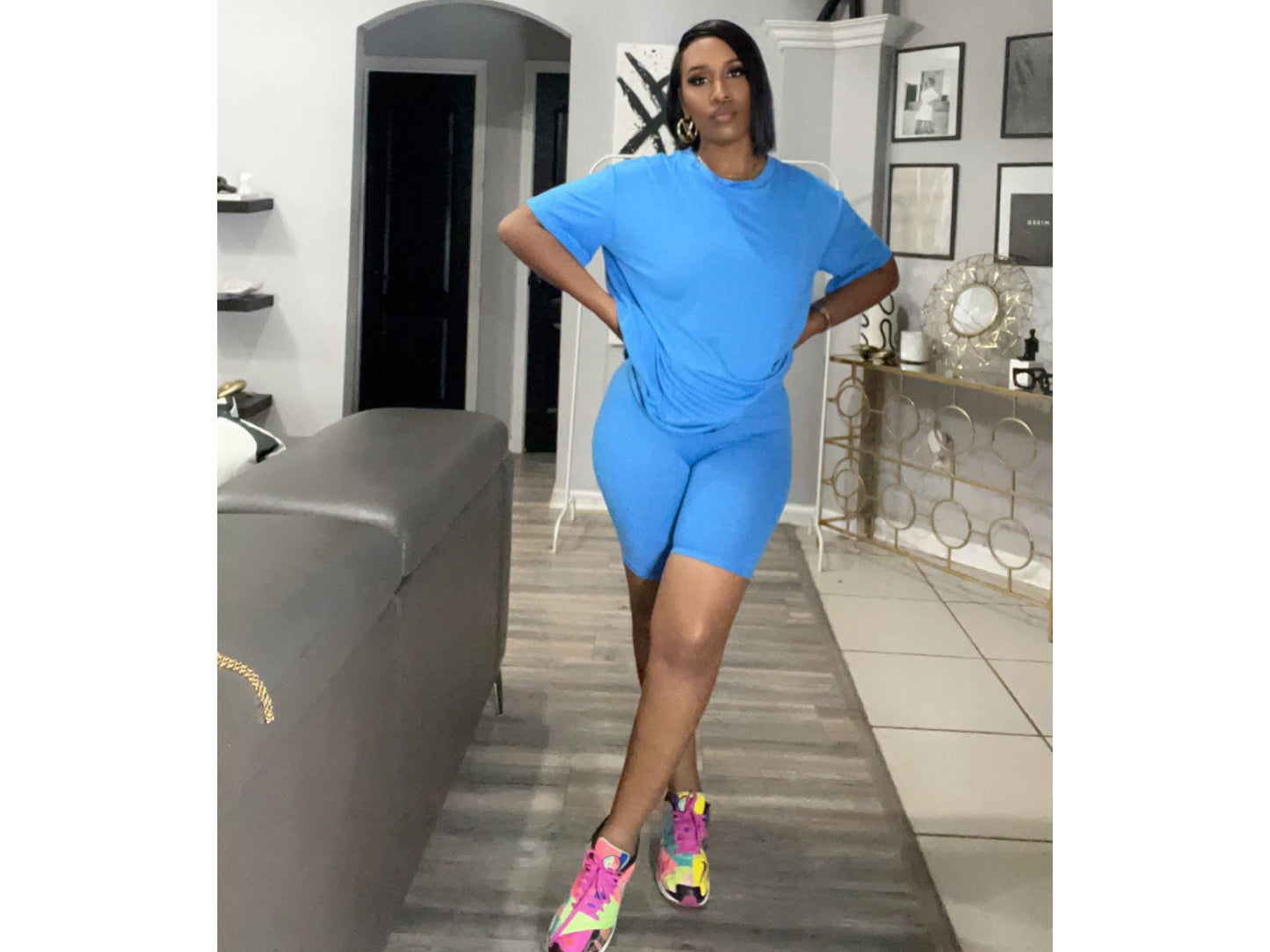 Oversized Short Set Ocean Blue