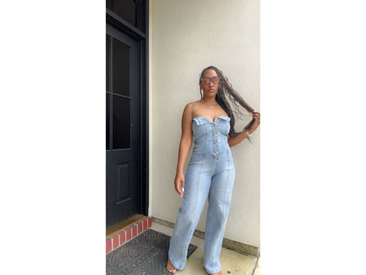 Layla Denim Tube Jumpsuit PRE ORDER SHIP 4/8