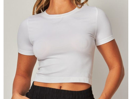 White Seamless body Tee