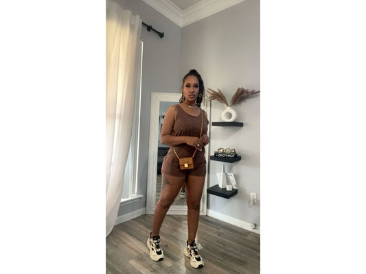 Lay Out Romper (Brown)